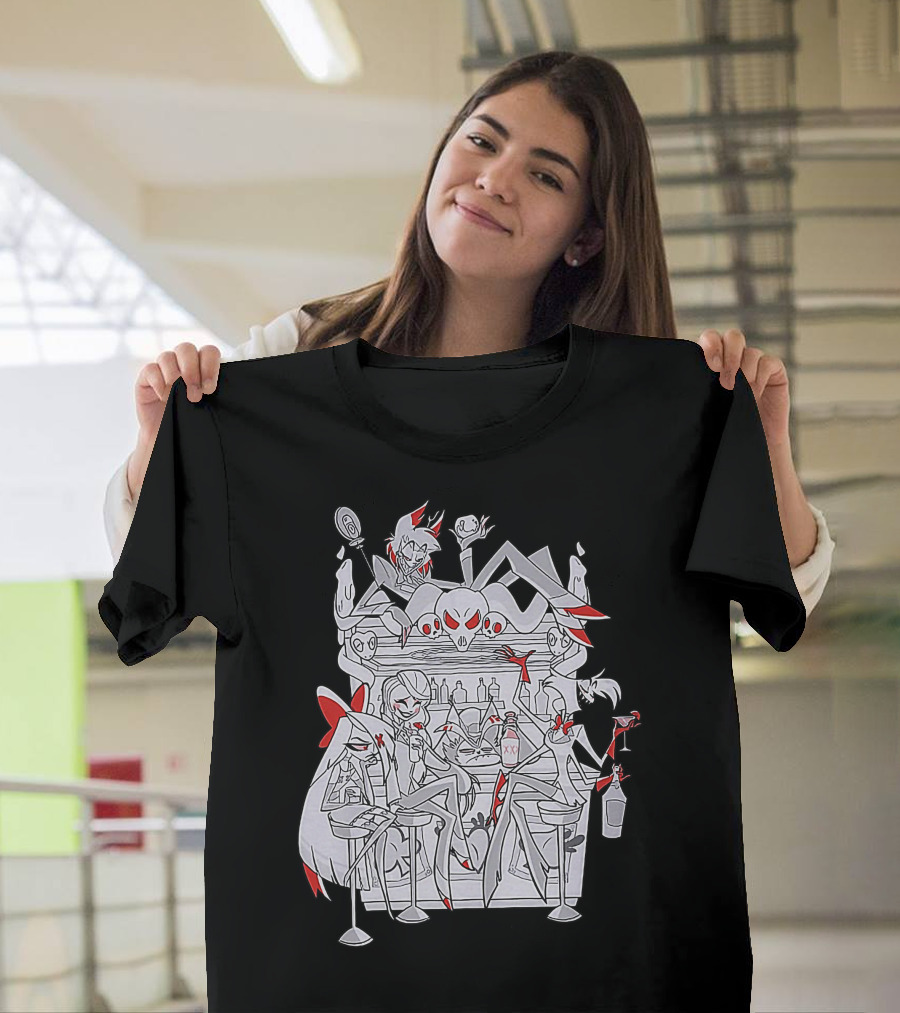 Hazbin Hotel Charlie Bar Scene With Angel Dust And Alastor T-Shirt