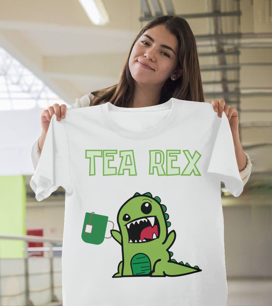 Tea Rex Dinosaur Holding Tea Bag T-Shirt