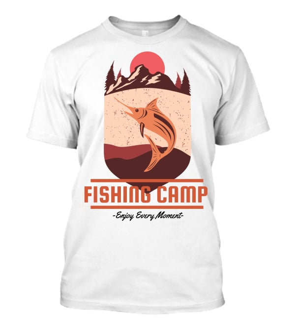 FISHING CAMP Enjoy Every Moment Mountain Fish Sun T-Shirt