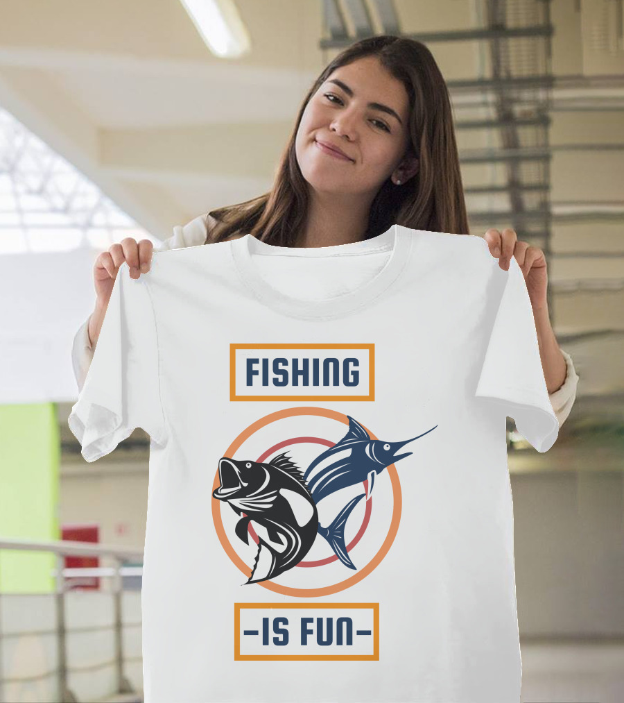Fishing Is Fun Marlin And Bass Circular Target T-Shirt