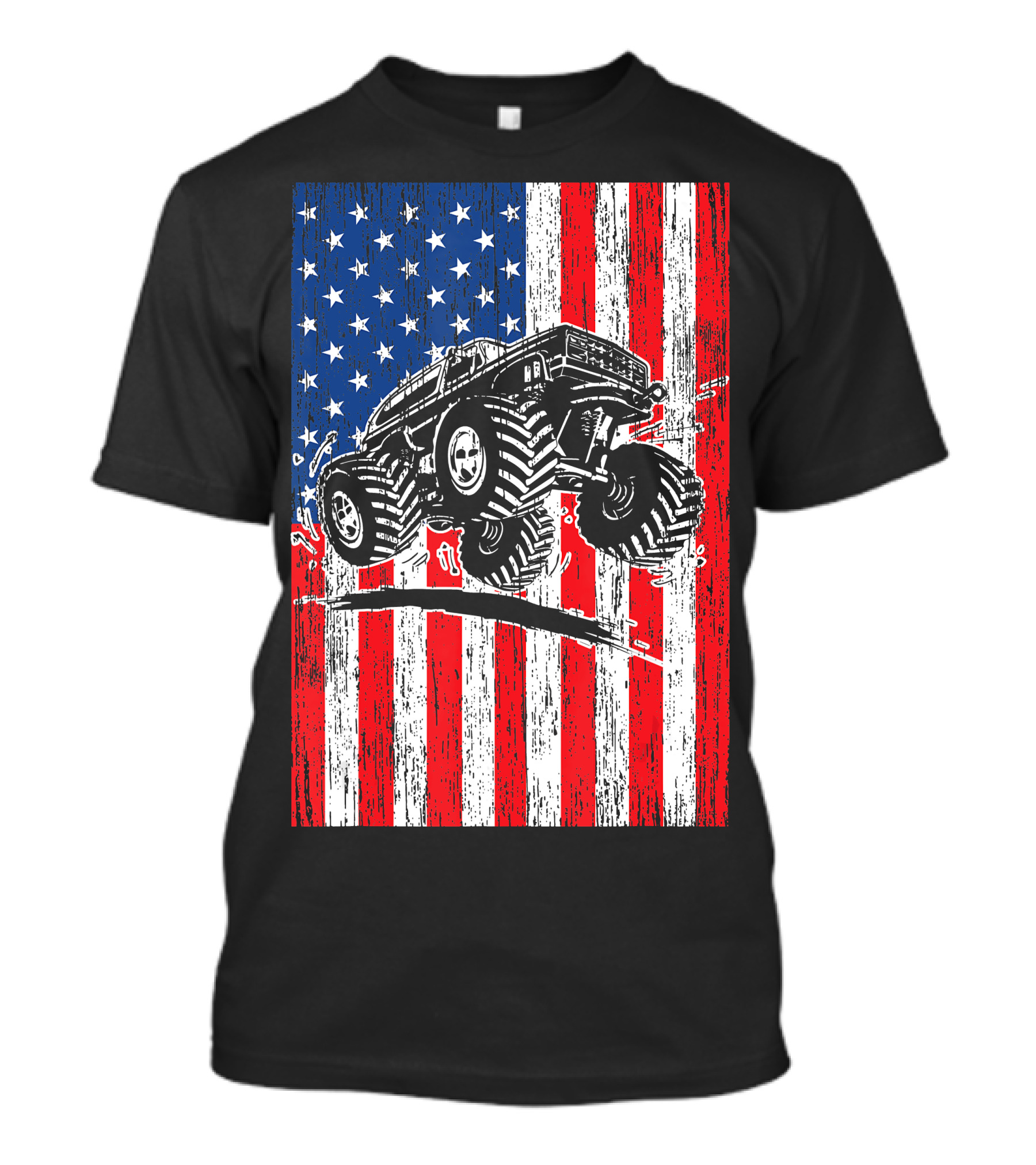 American Flag USA Monster Truck Enthusiast Patriotic T-Shirt