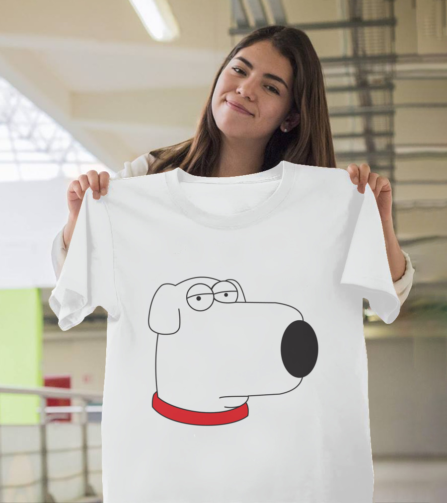 Brian Griffin Family Guy Character Face Red Collar T-Shirt