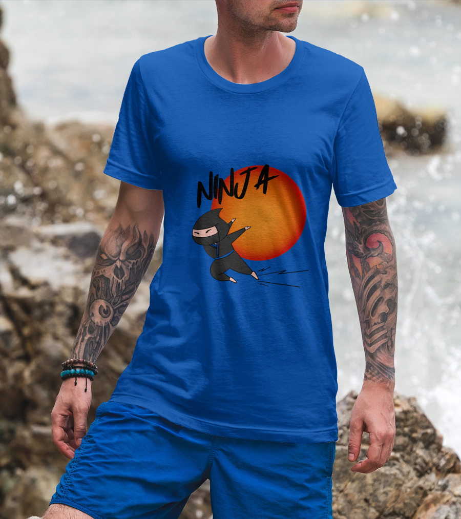 Ninja Anime Sunset Scene T-Shirt