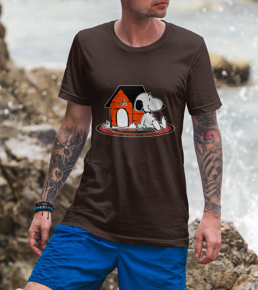 Cleveland Browns Football Fan Snoopy Now And Forever T-Shirt