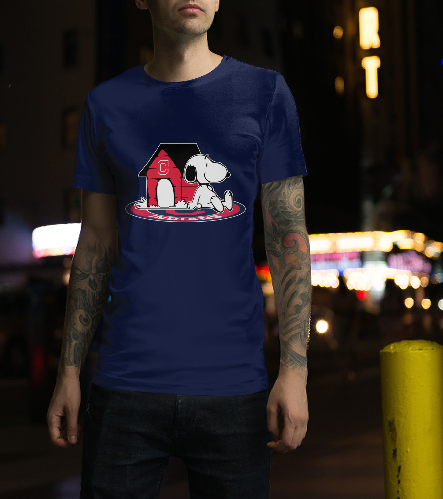 Snoopy Cleveland Indians Baseball Fan Now And Forever T-Shirt