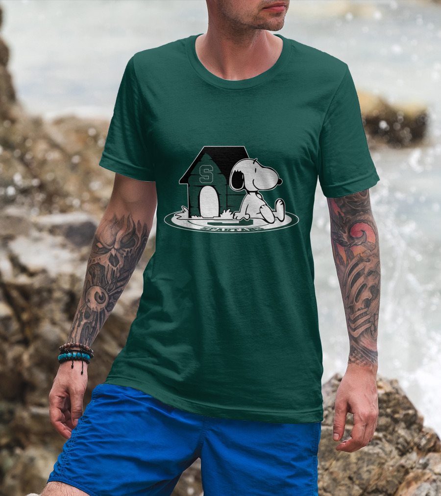 Michigan State Spartans Fan Now And Forever Snoopy Peanuts Doghouse T-Shirt