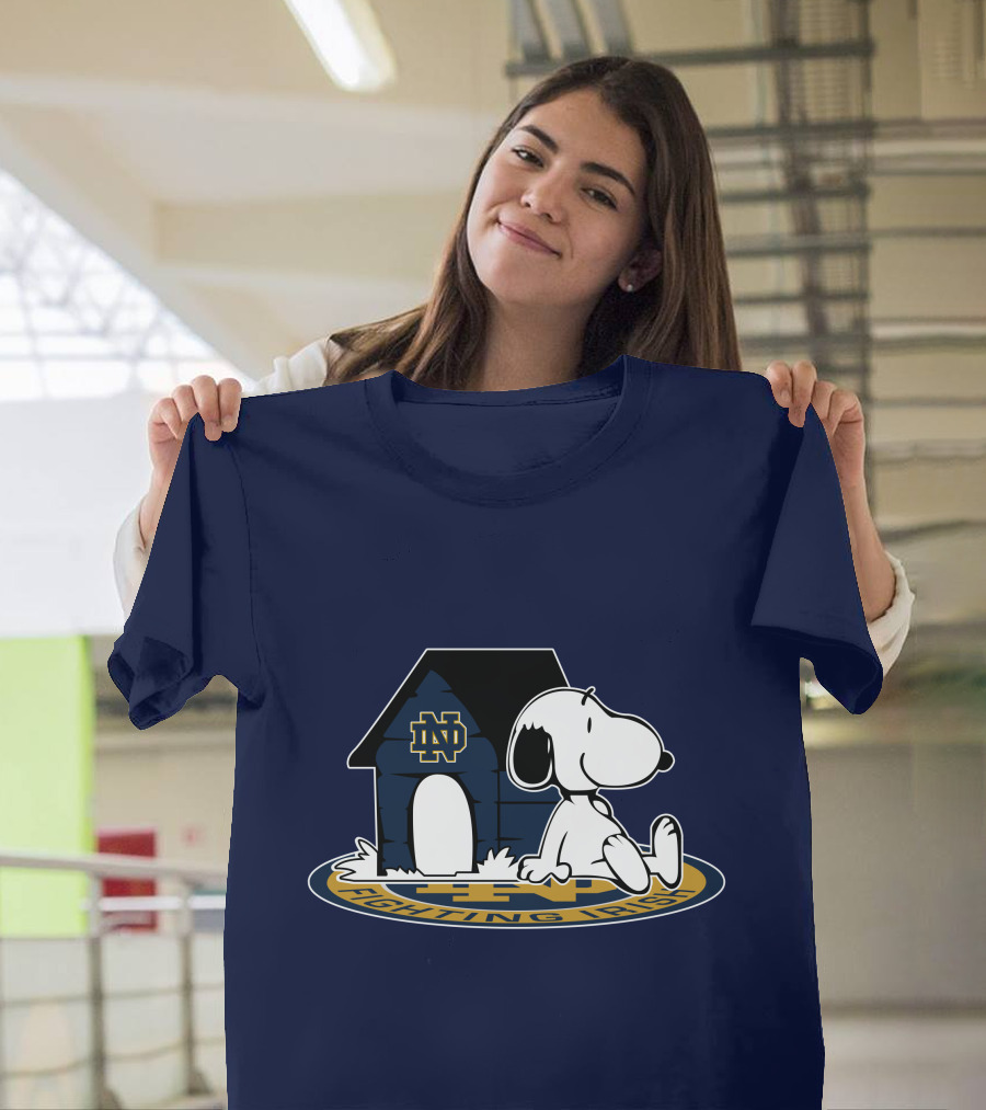 Notre Dame Fighting Irish Snoopy Football Fan Now And Forever T-Shirt