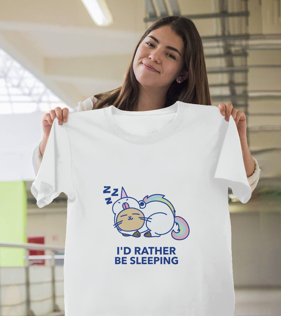 I'd Rather Be Sleeping Unicorn Cat ZZZ T-Shirt
