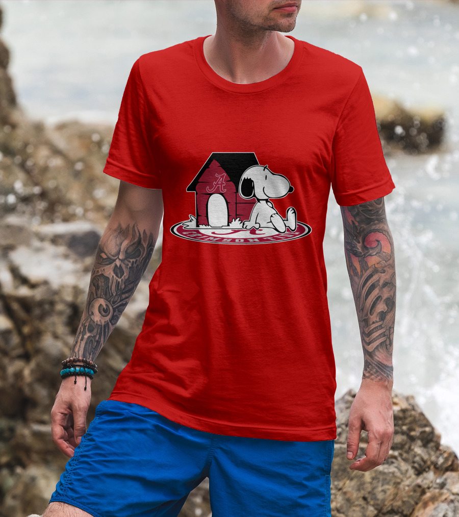 Crimson Tide Snoopy At Alabama Doghouse Fan Forever T-Shirt