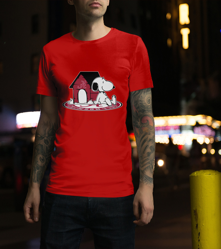 Crimson Tide Snoopy At Alabama Doghouse Fan Forever T-Shirt