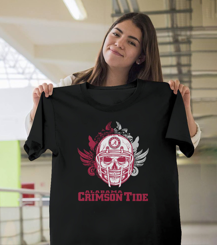 Alabama Crimson Tide Skull Football Helmet T-Shirt