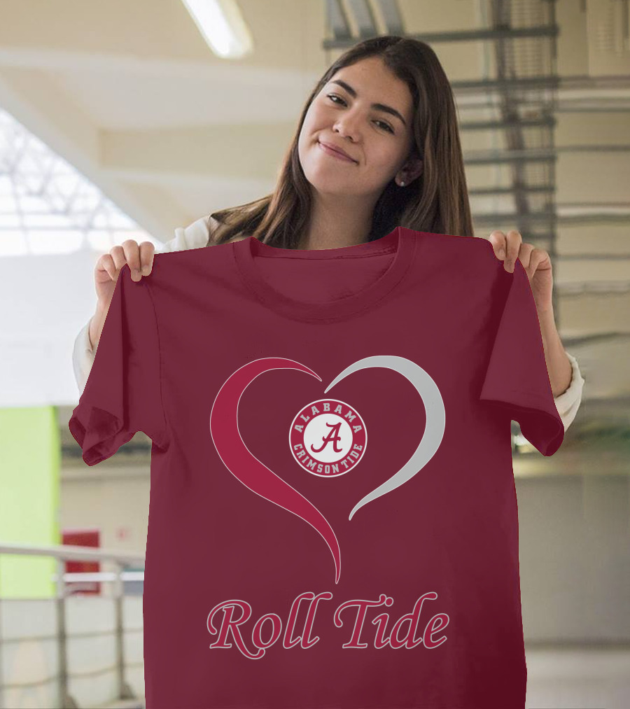 Alabama Crimson Tide Heart Roll Tide T-Shirt