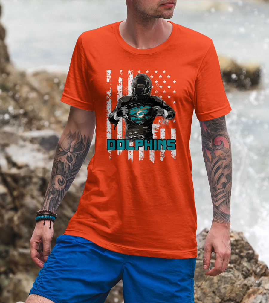 Dolphins Superhero Unveiling Miami Pride Flag T-Shirt