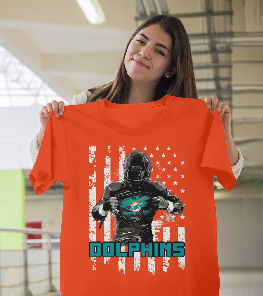 Dolphins Superhero Unveiling Miami Pride Flag T-Shirt