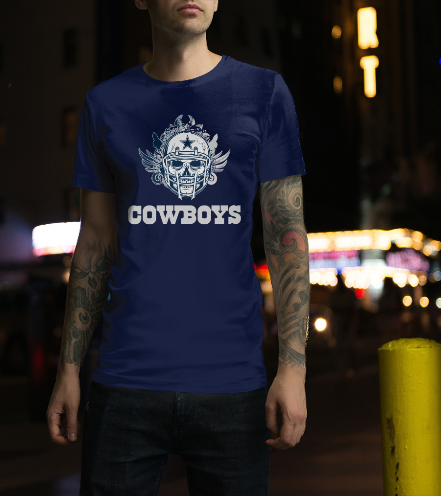 Cowboys Skull Helmet Star Wings T-Shirt