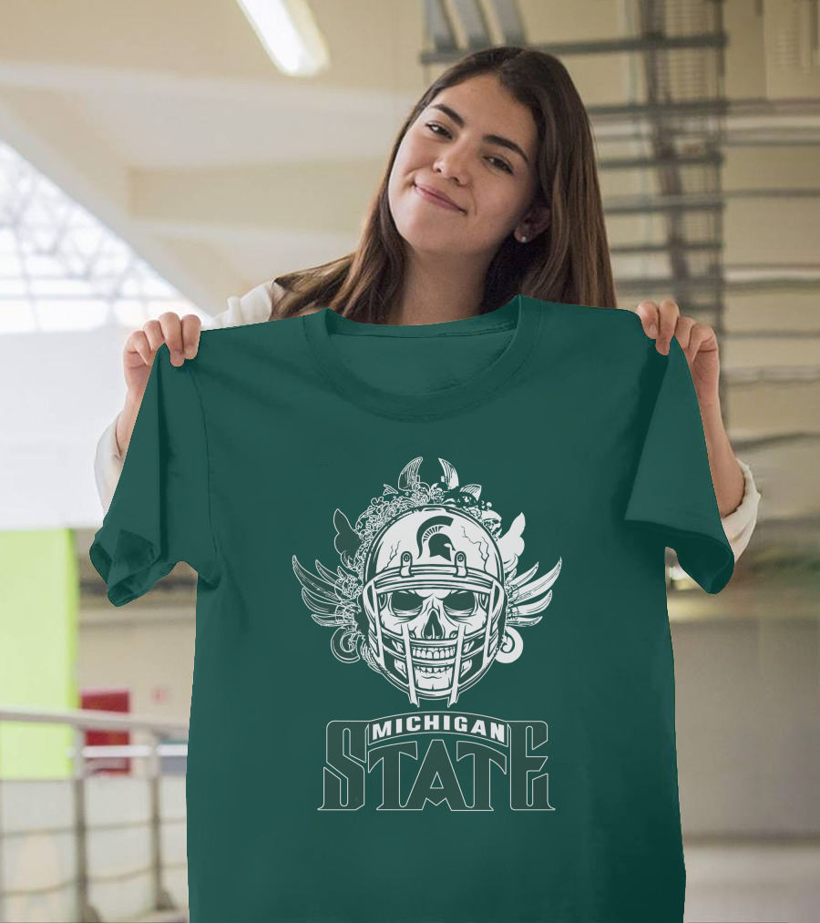 Michigan State Spartans Skull Helmet T-Shirt