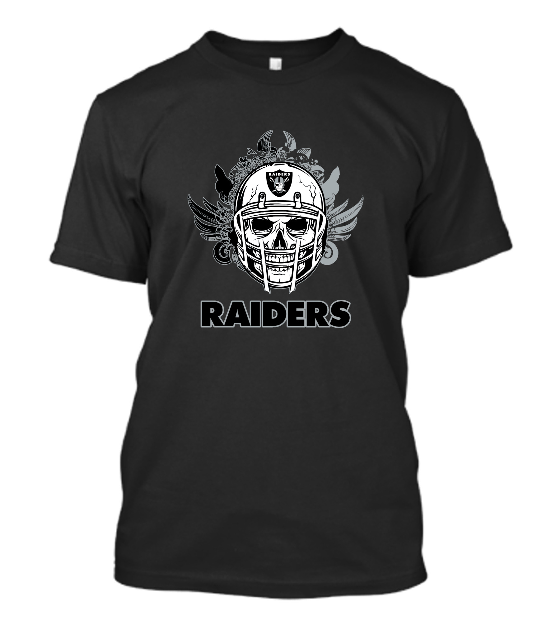 Las Vegas Raiders Skull Helmet With Wings And Floral Elements T-Shirt