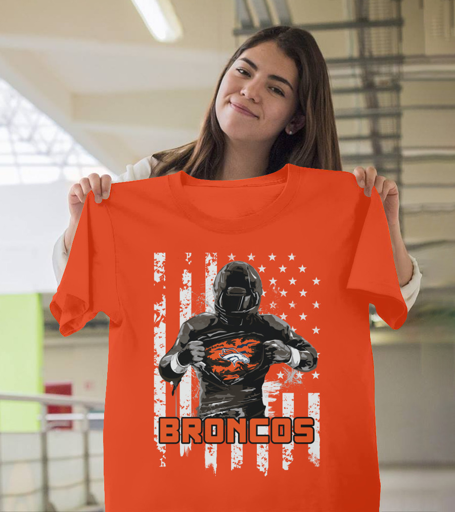 Denver Broncos Football Player American Flag T-Shirt