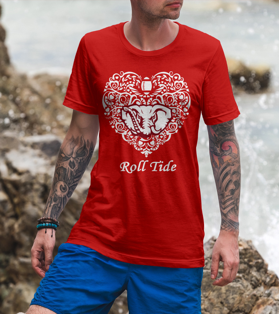 Roll Tide Alabama Crimson Tide Heart T-Shirt