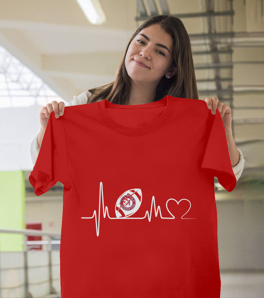 Alabama Crimson Tide Football Heartbeat Love T-Shirt