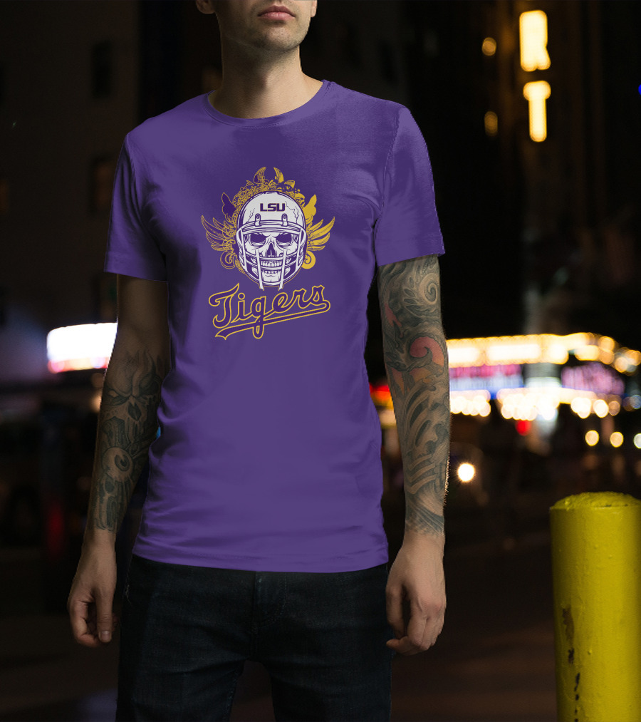 LSU Tigers Skull Helmet With Wings T-Shirt