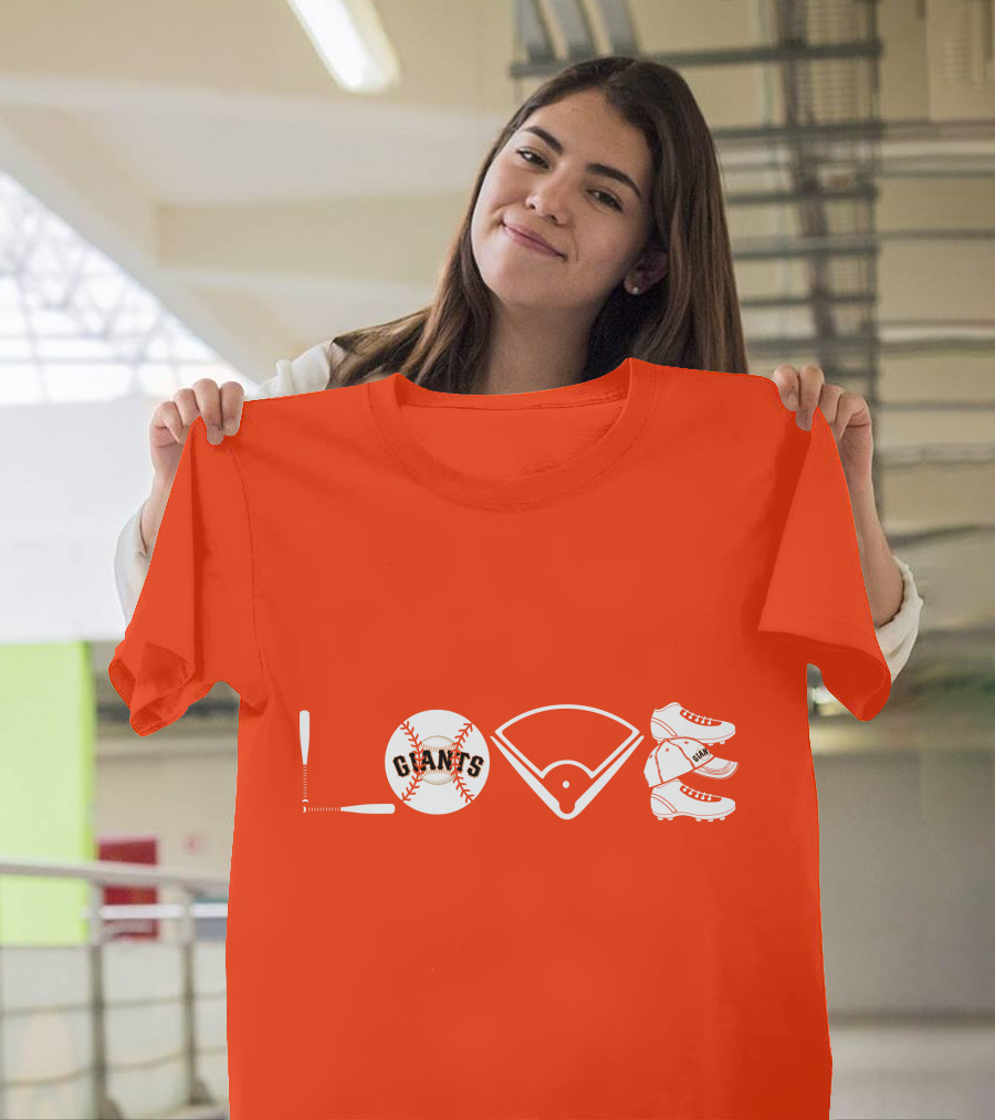 Love San Francisco Giants Baseball Giants Cleats Homeplate Bat T-Shirt