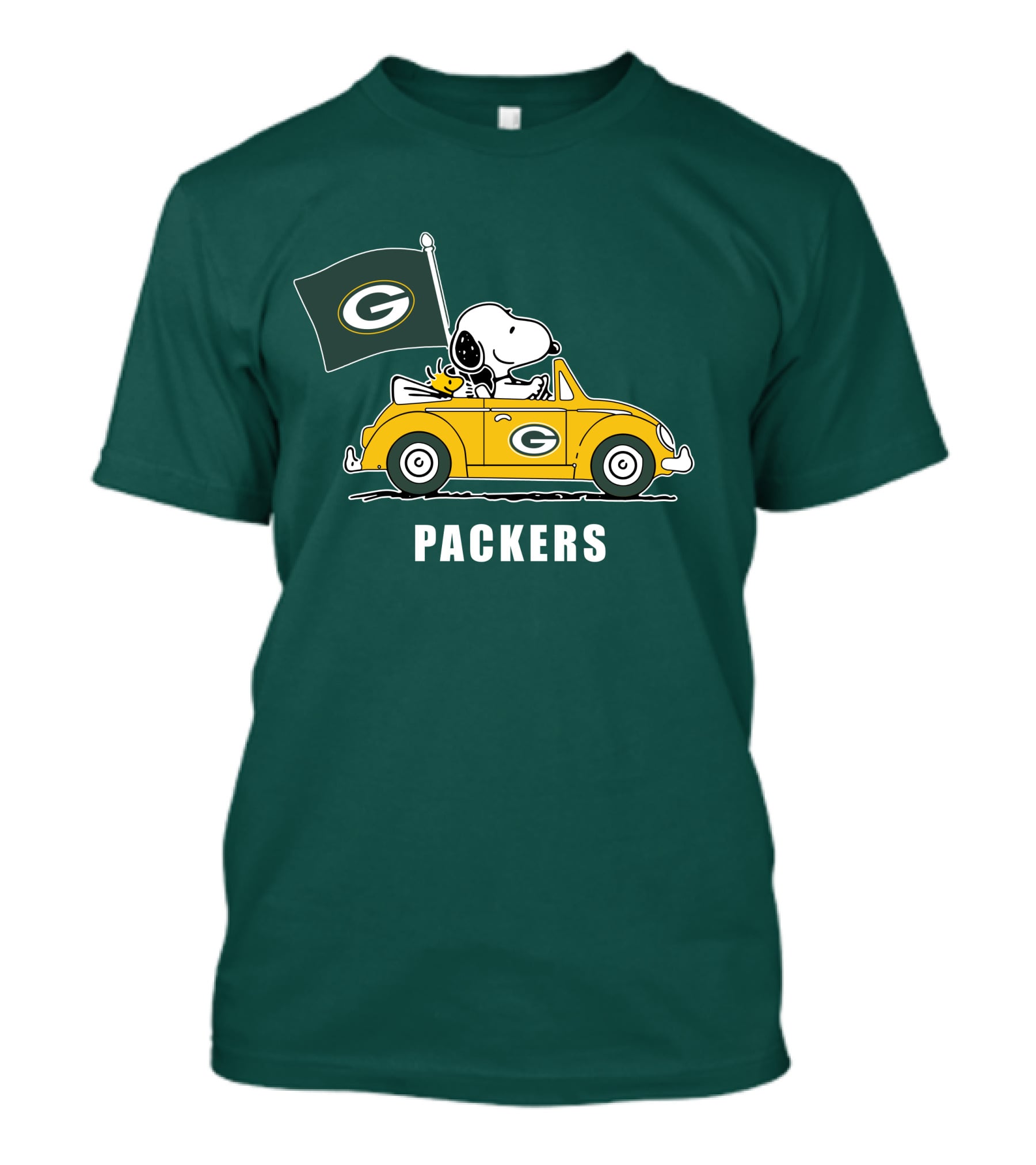 Green Bay Packers Snoopy Driving Car T-Shirt