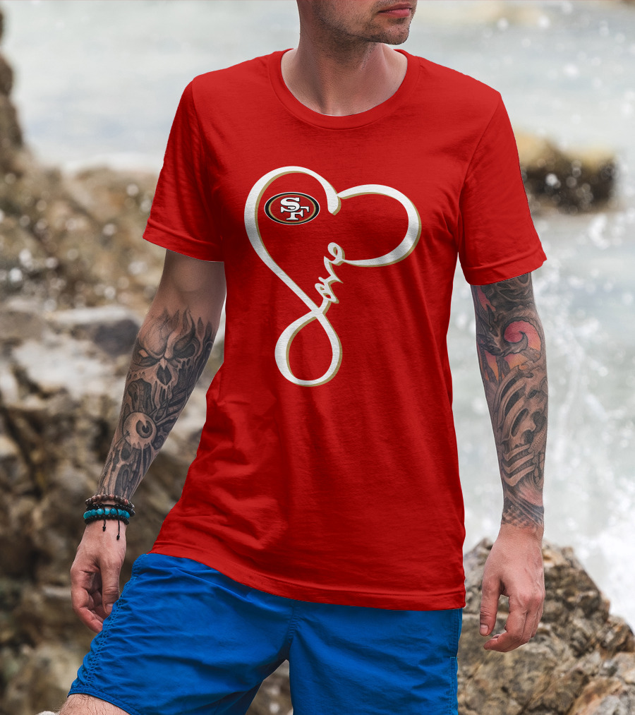 Love San Francisco 49ers Heart SF T-Shirt