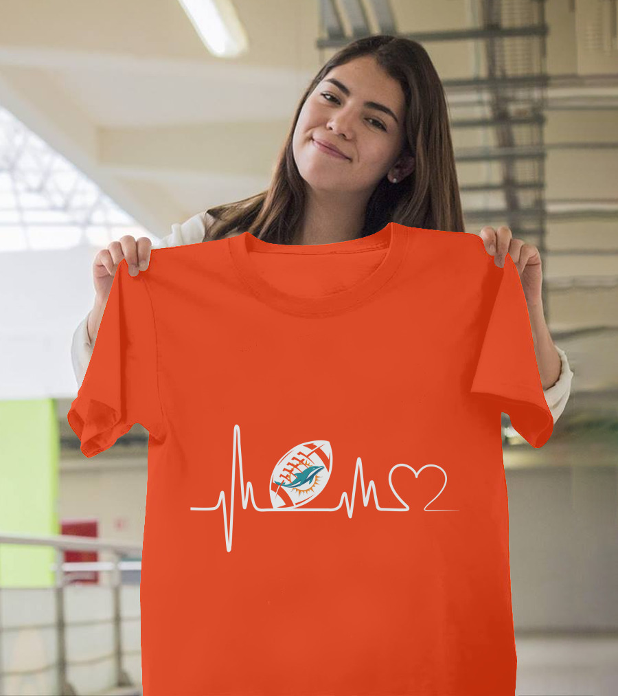Miami Dolphins Football Heartbeat Pulse T-Shirt