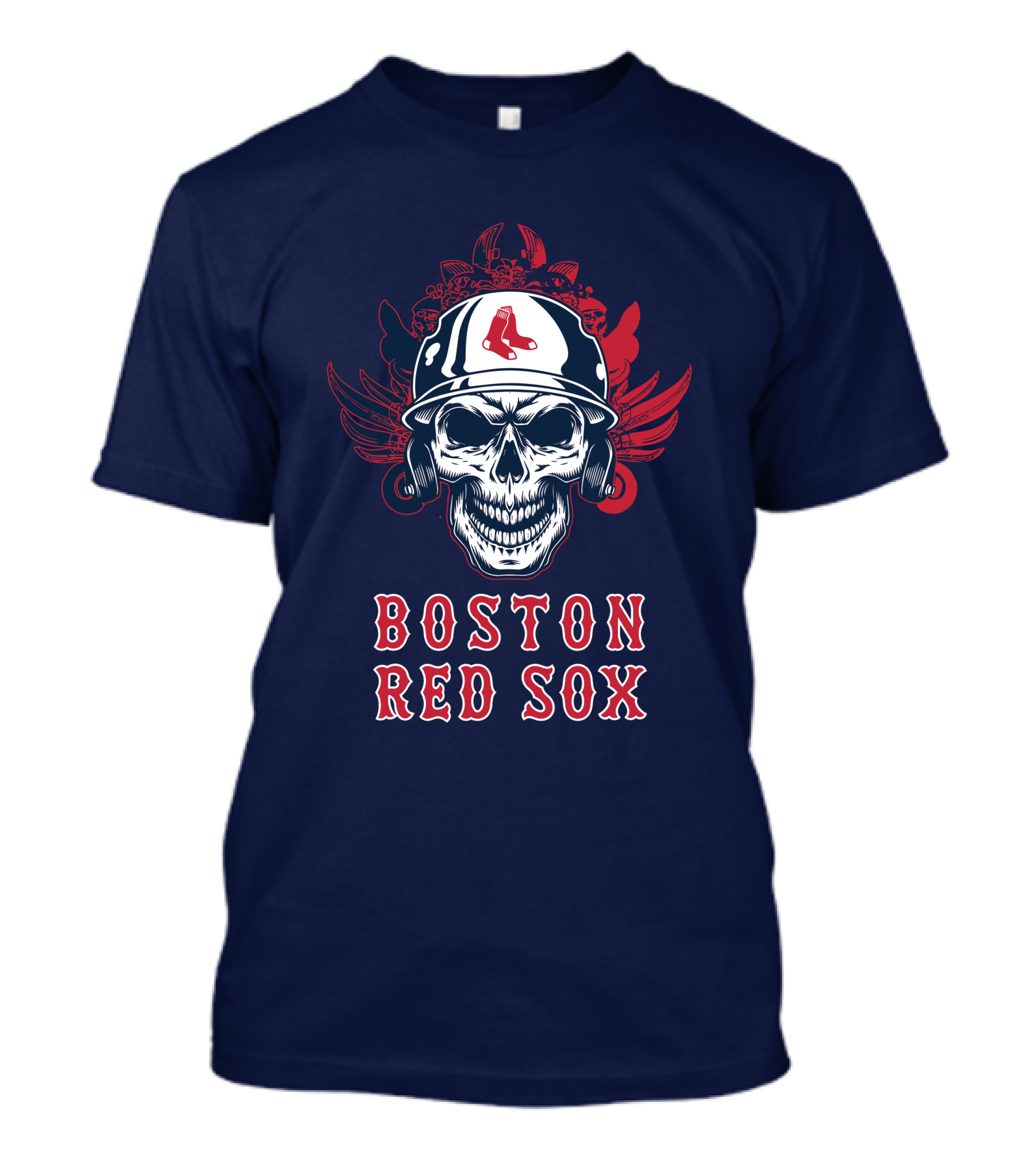 Boston Red Sox Skull With Baseball Helmet And Wings T-Shirt