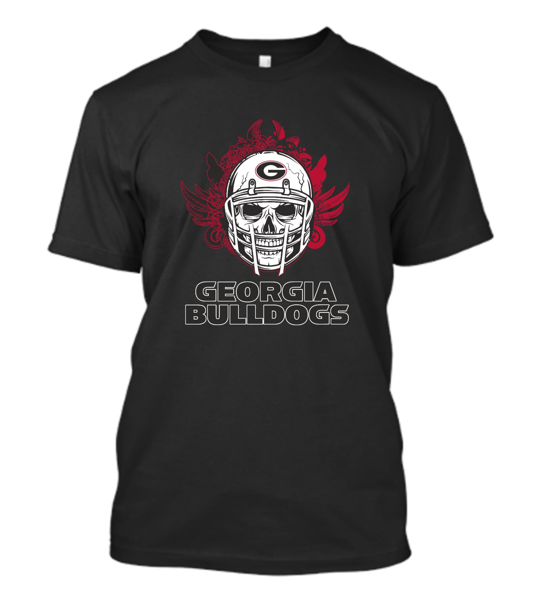 Georgia Bulldogs Skull Football Helmet With Red Wings T-Shirt
