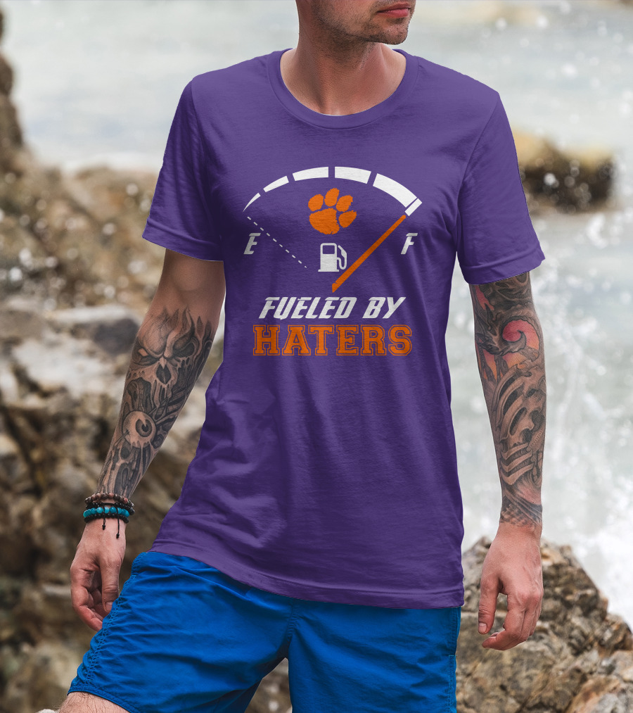 Clemson Tigers Fueled By Haters Gas Gauge Paw T-Shirt