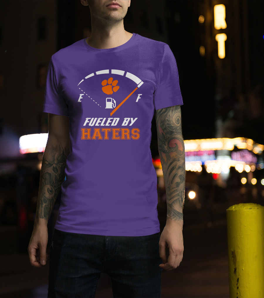 Clemson Tigers Fueled By Haters Gas Gauge Paw T-Shirt
