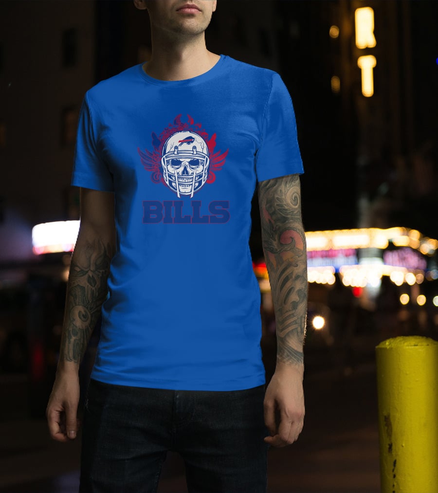 Buffalo Bills Skull Helmet Wings T-Shirt
