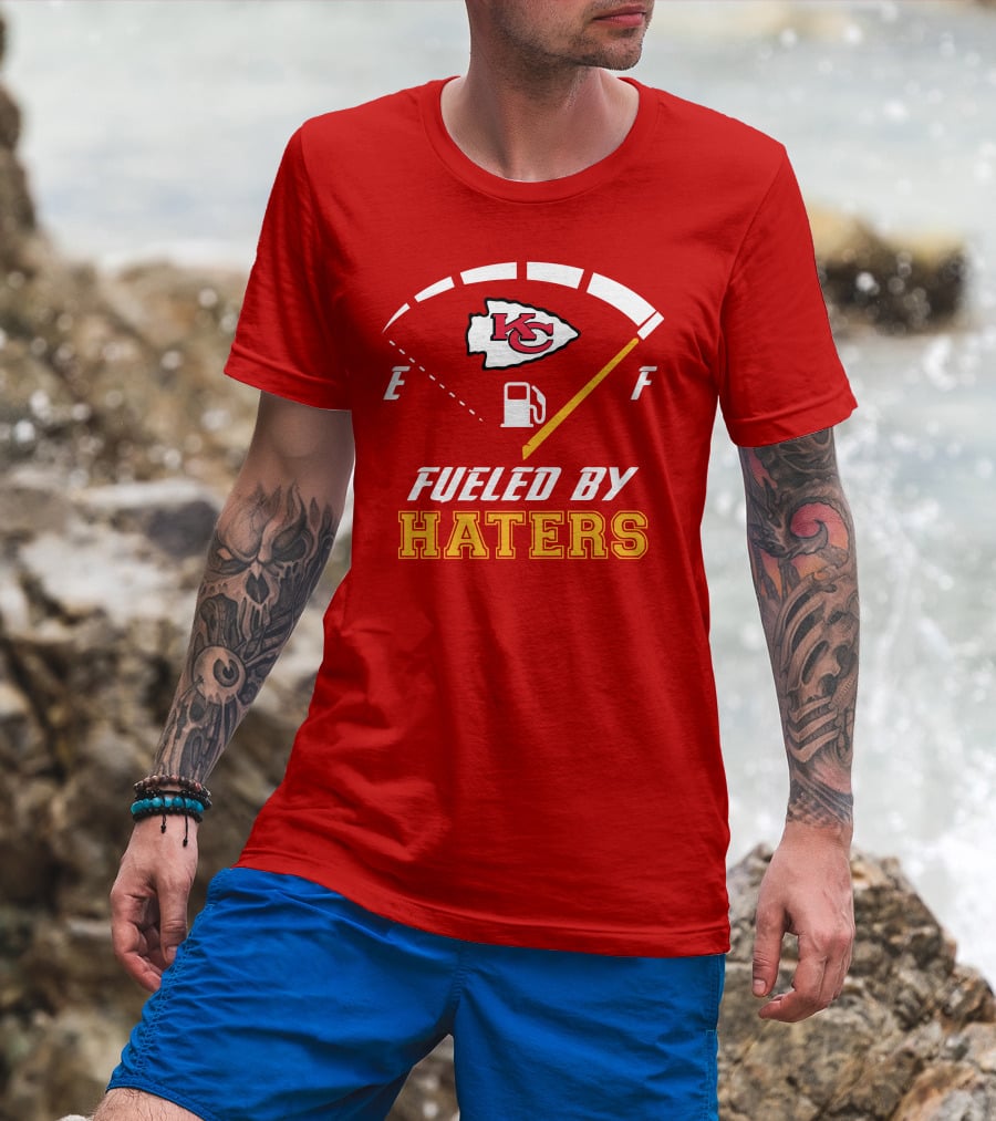 Kansas City Chiefs KC Logo Fueled By Haters Fuel Gauge T-Shirt