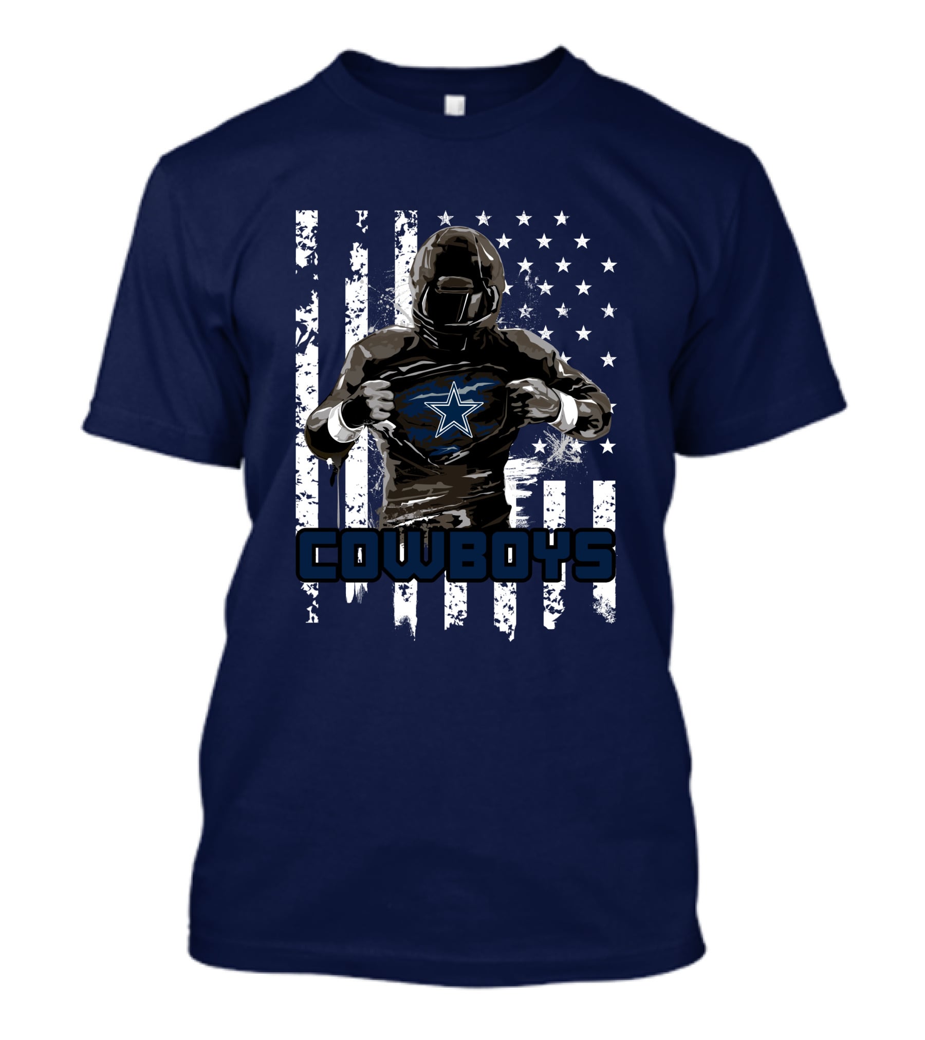 Cowboys Star Emblem On Player American Flag Background T-Shirt