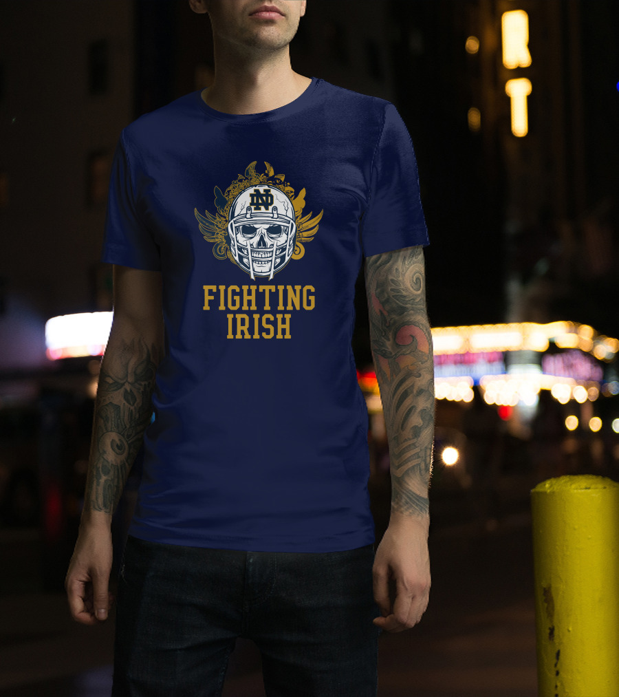 Notre Dame Fighting Irish Skull Helmet Emblem T-Shirt