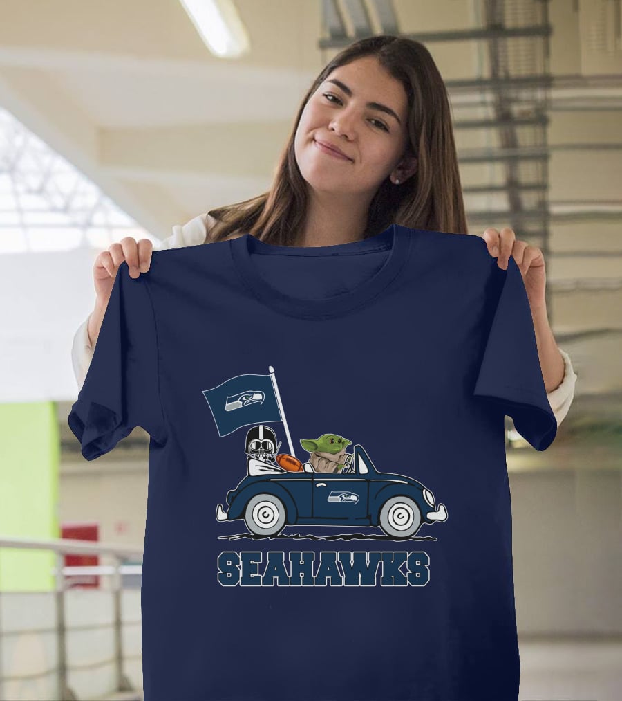 Seahawks Darth Vader Baby Yoda Car Star Wars T-Shirt