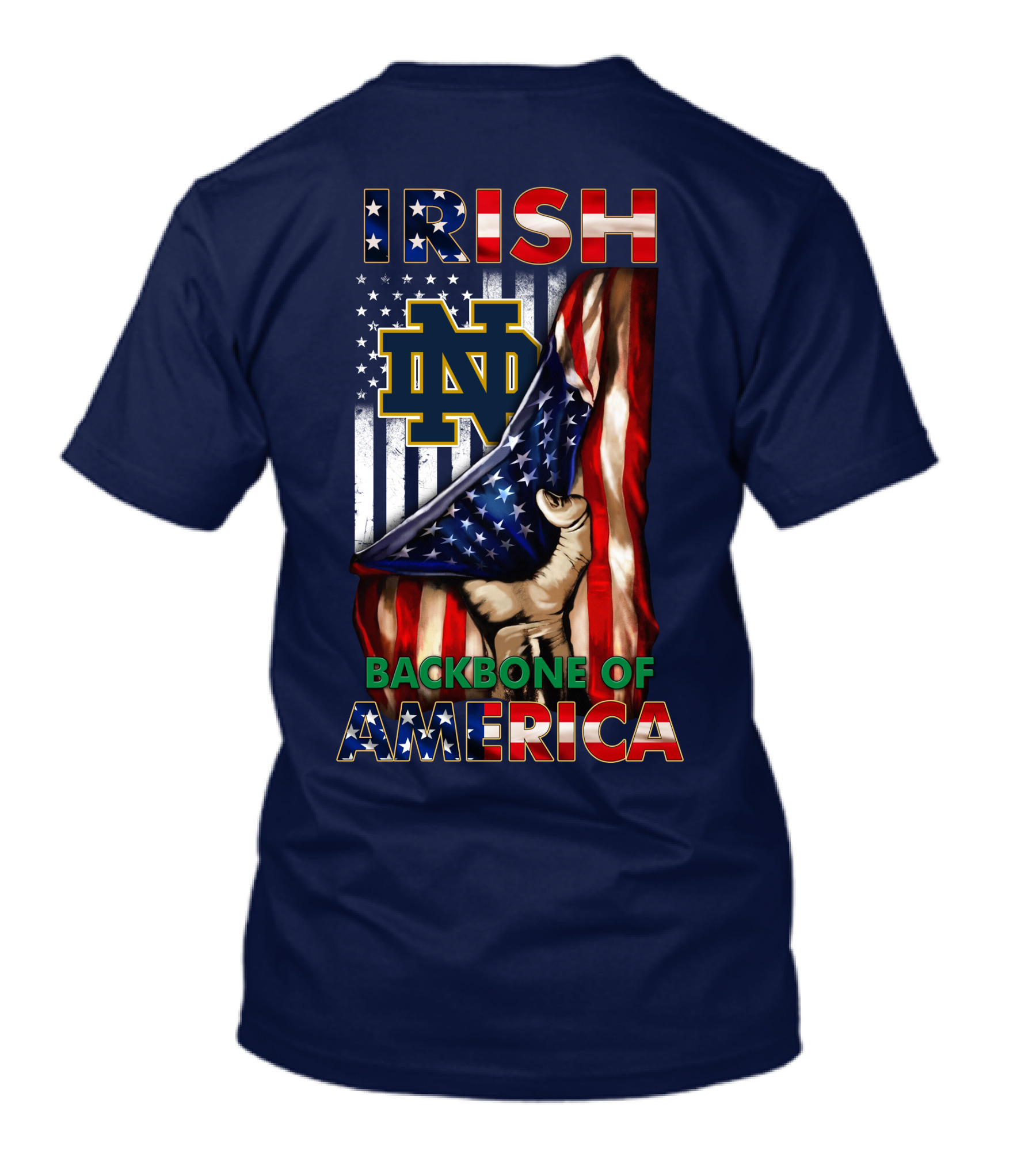 Notre Dame Fighting Irish Nd Logo Backbone Of America Flag T-Shirt