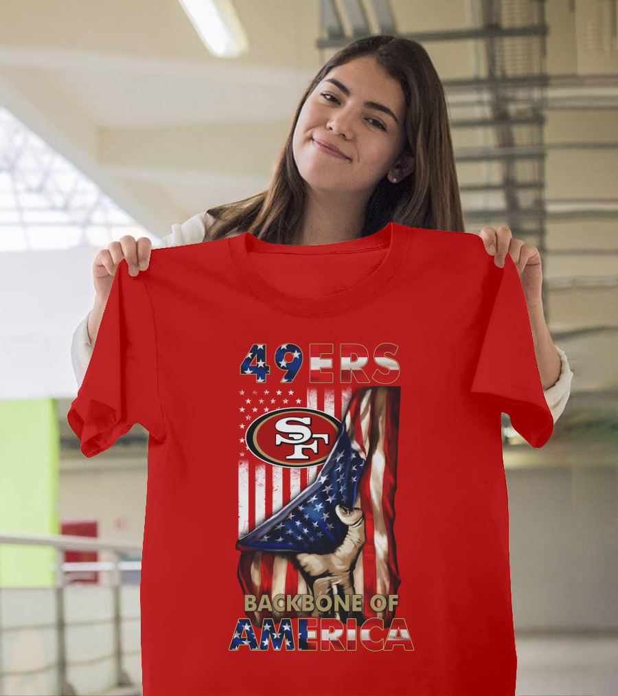 49ers Sf American Flag Backbone Of America T-Shirt