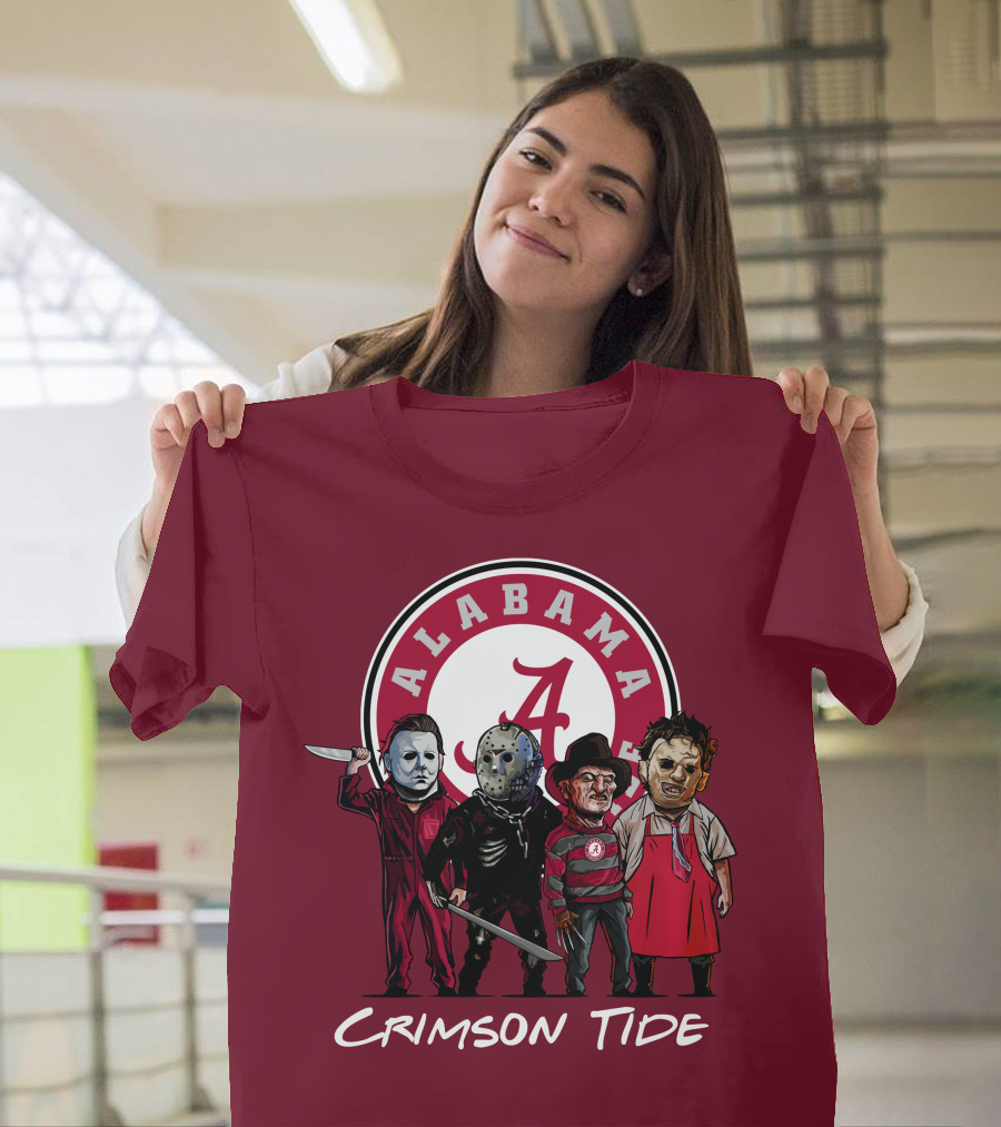 Alabama Crimson Tide Halloween The Slasher Squad Teams Freddy Jason Michael Myers T-Shirt
