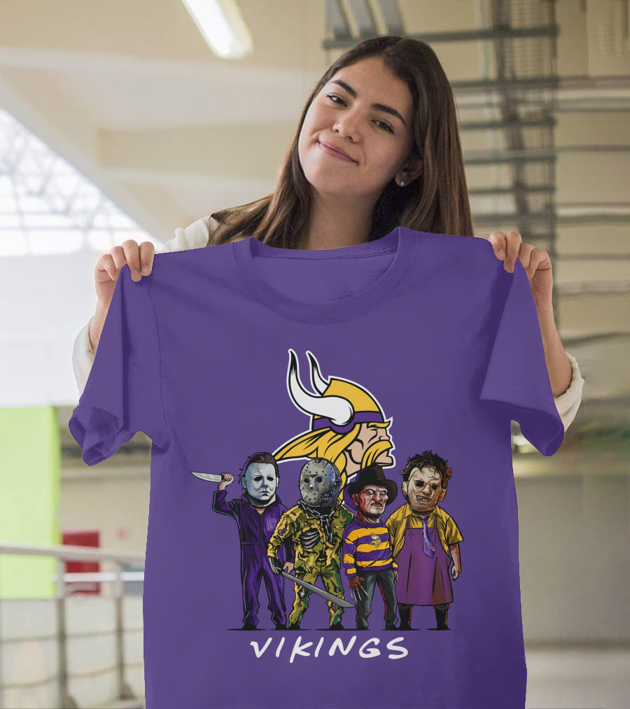 Minnesota Vikings Halloween Horror Icons Team Squad T-Shirt