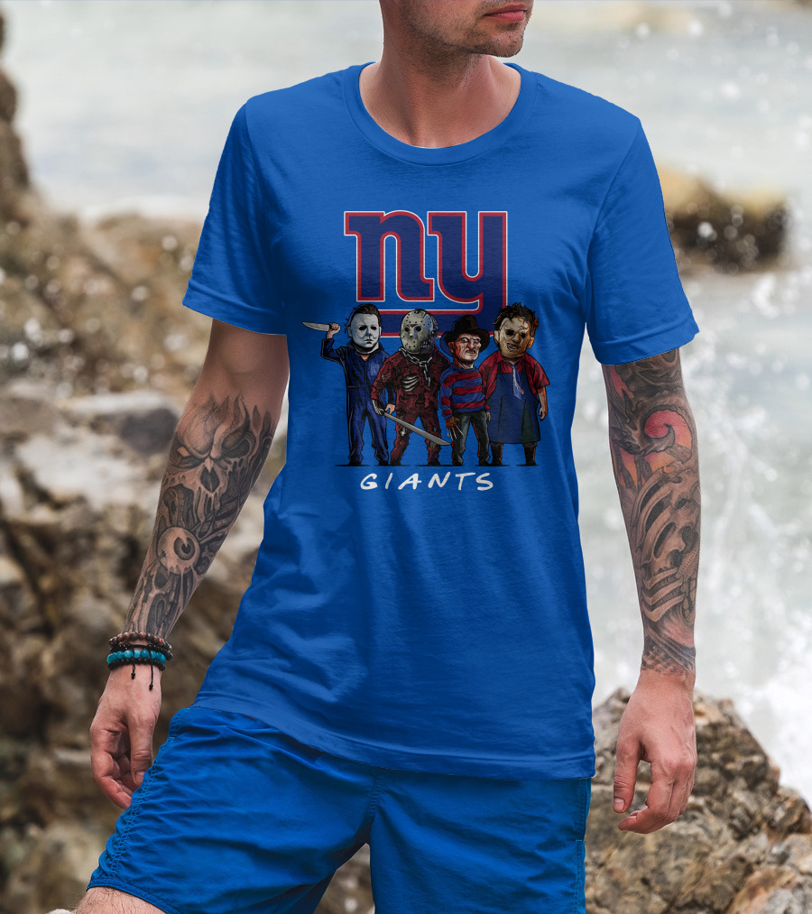 New York Giants Halloween Slasher Squad With Iconic Horror Characters T-Shirt