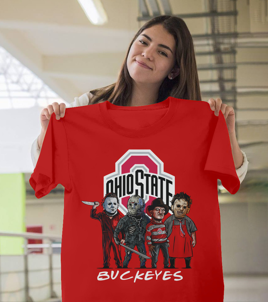 Ohio State Buckeyes Halloween The Slasher Squad Teams Horror Icons T-Shirt
