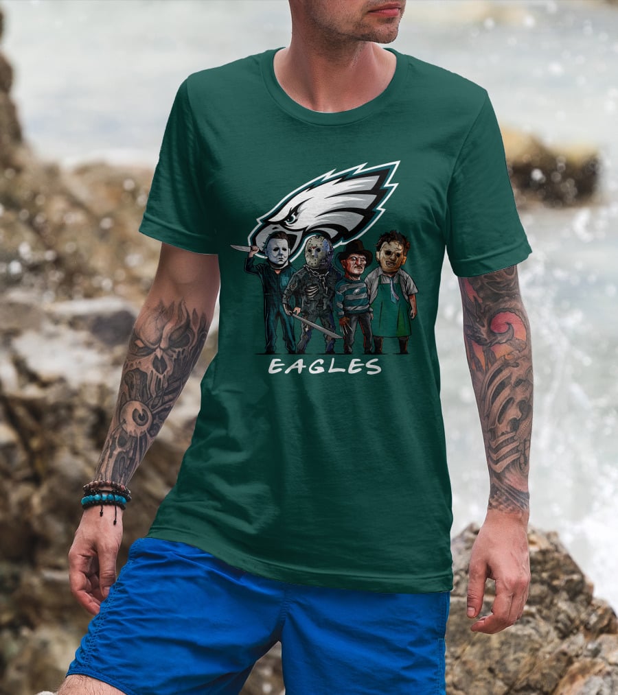 Philadelphia Eagles Halloween The Slasher Squad Horror Team Characters T-Shirt