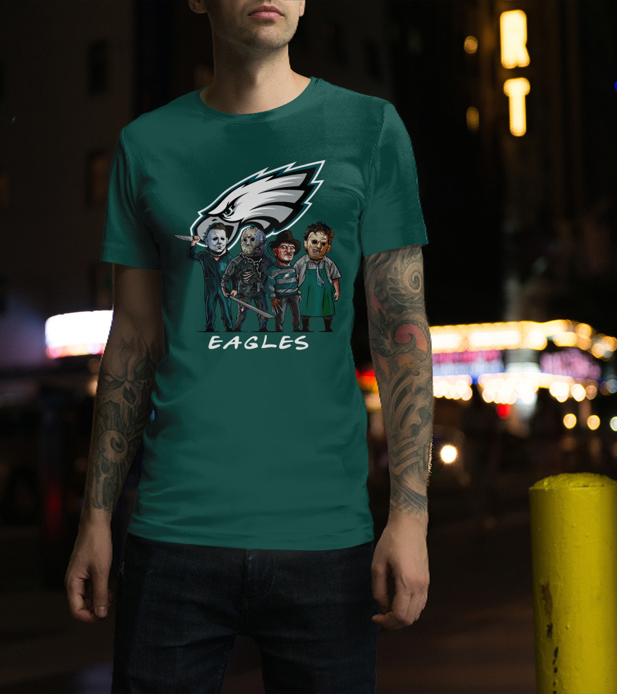 Philadelphia Eagles Halloween The Slasher Squad Horror Team Characters T-Shirt