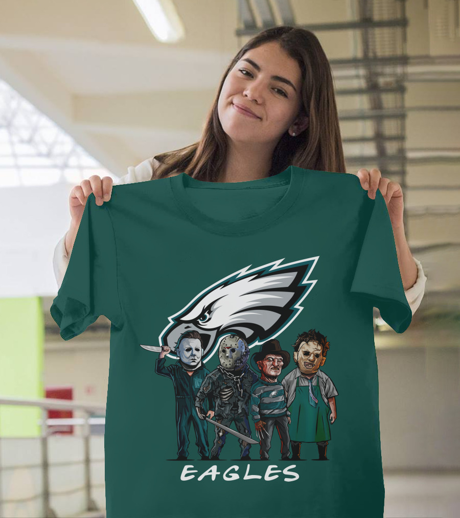 Philadelphia Eagles Halloween The Slasher Squad Horror Team Characters T-Shirt