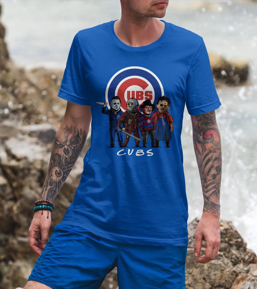 Chicago Cubs Halloween Slasher Squad Featuring Iconic Horror Characters T-Shirt