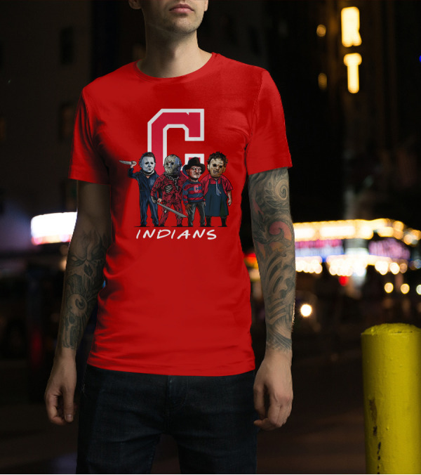 Cleveland Indians Halloween Horror Icons Slashers Crossover T-Shirt