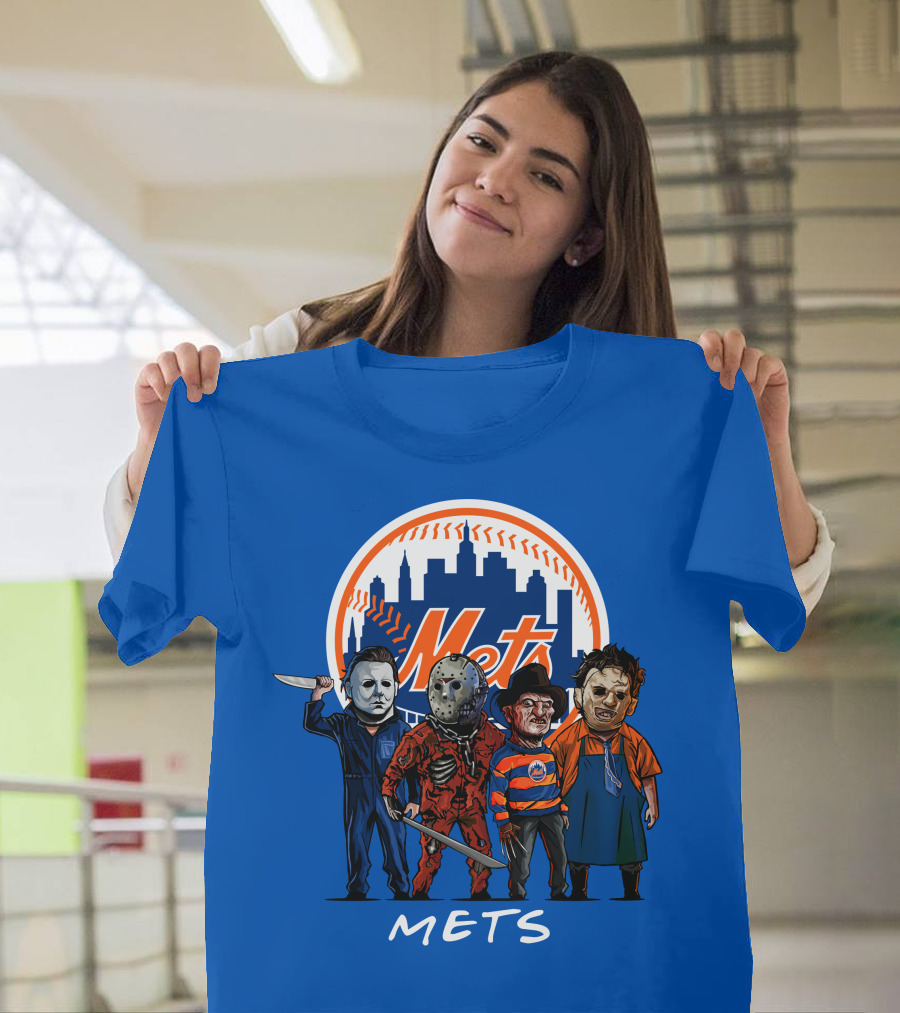 New York Mets Halloween The Slasher Squad Mets Team Characters T-Shirt